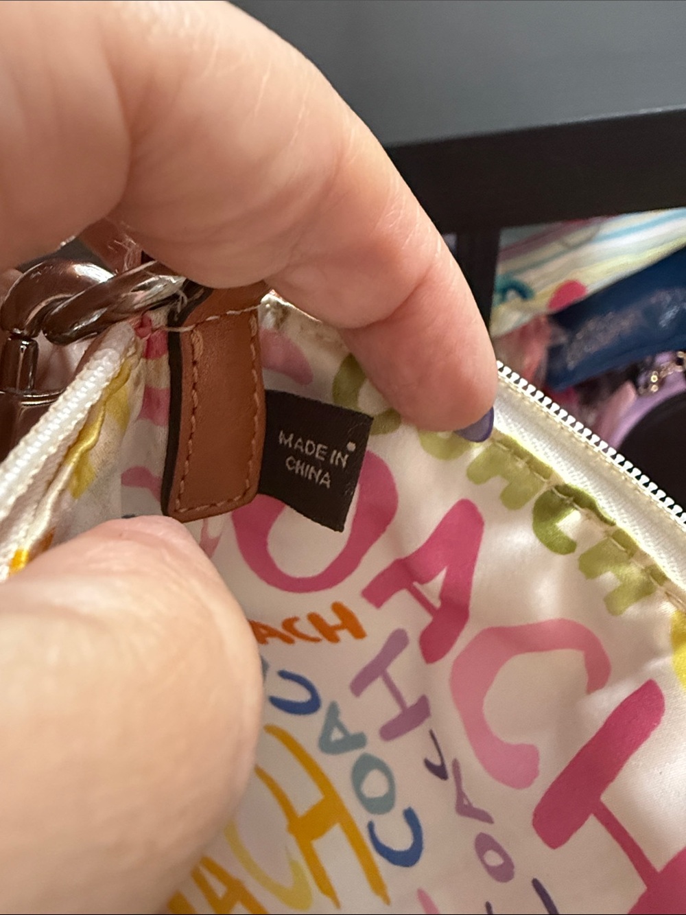 Coach Hampton Pastel Striped Canvas Crossbody Bag With A Playful Interior - Picture 9 of 12